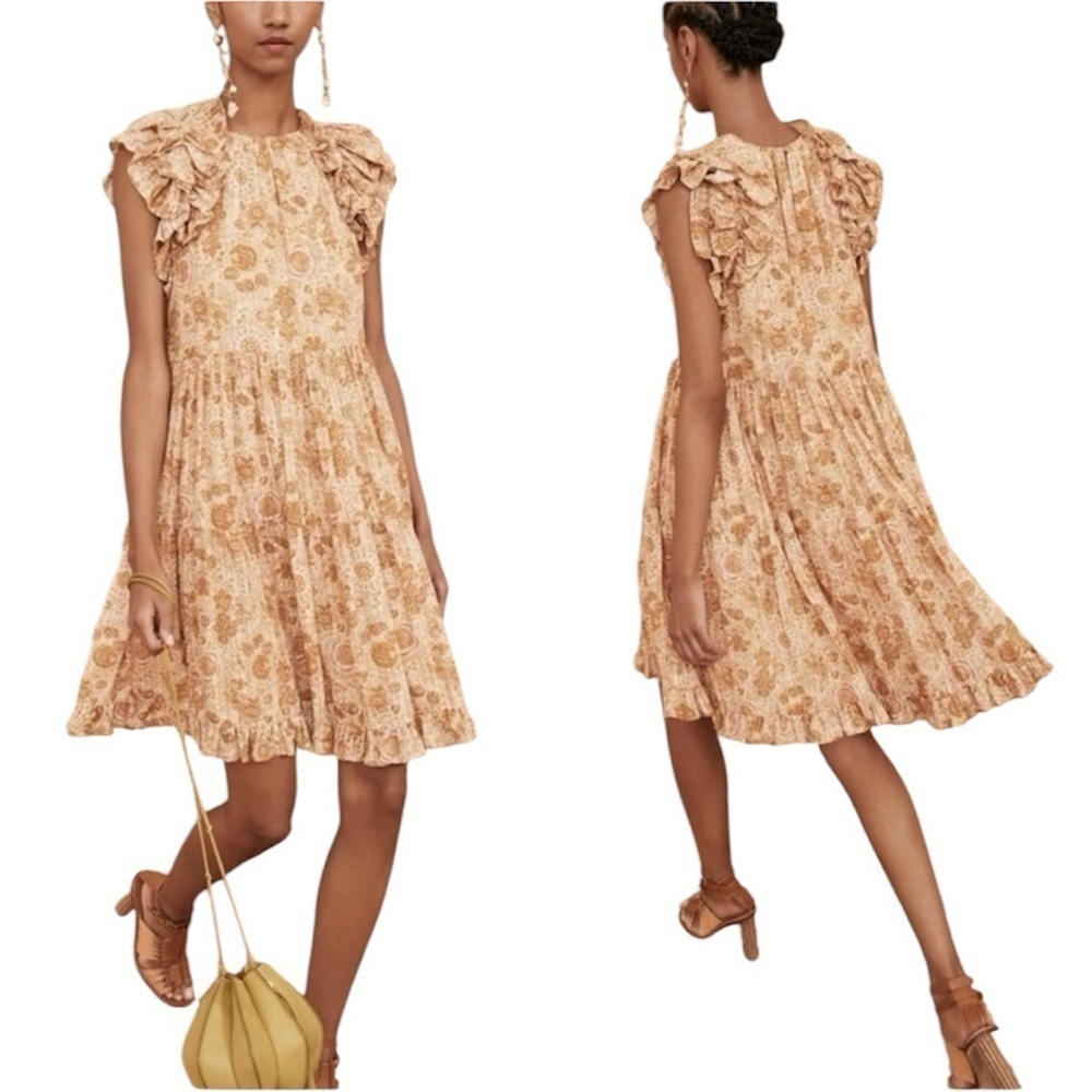 Ulla Johnson | Adele Flutter Sleeves Tiered Meadow Floral Print Dress Size 2